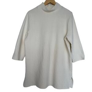 Chico's Women Size 3 US Large Cream Quilted 3/4 Sleeve Tunic